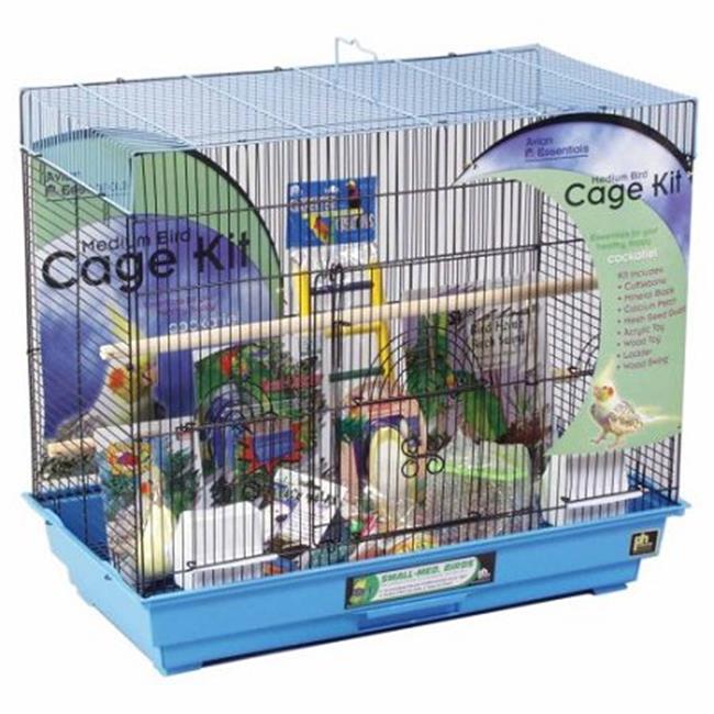Prevue Pet Products Flight Bird Cage Kit with Perches Cups and Treats - Black/Blue - Small - L:26 X W:14 X H:22.5 Inches Default Title