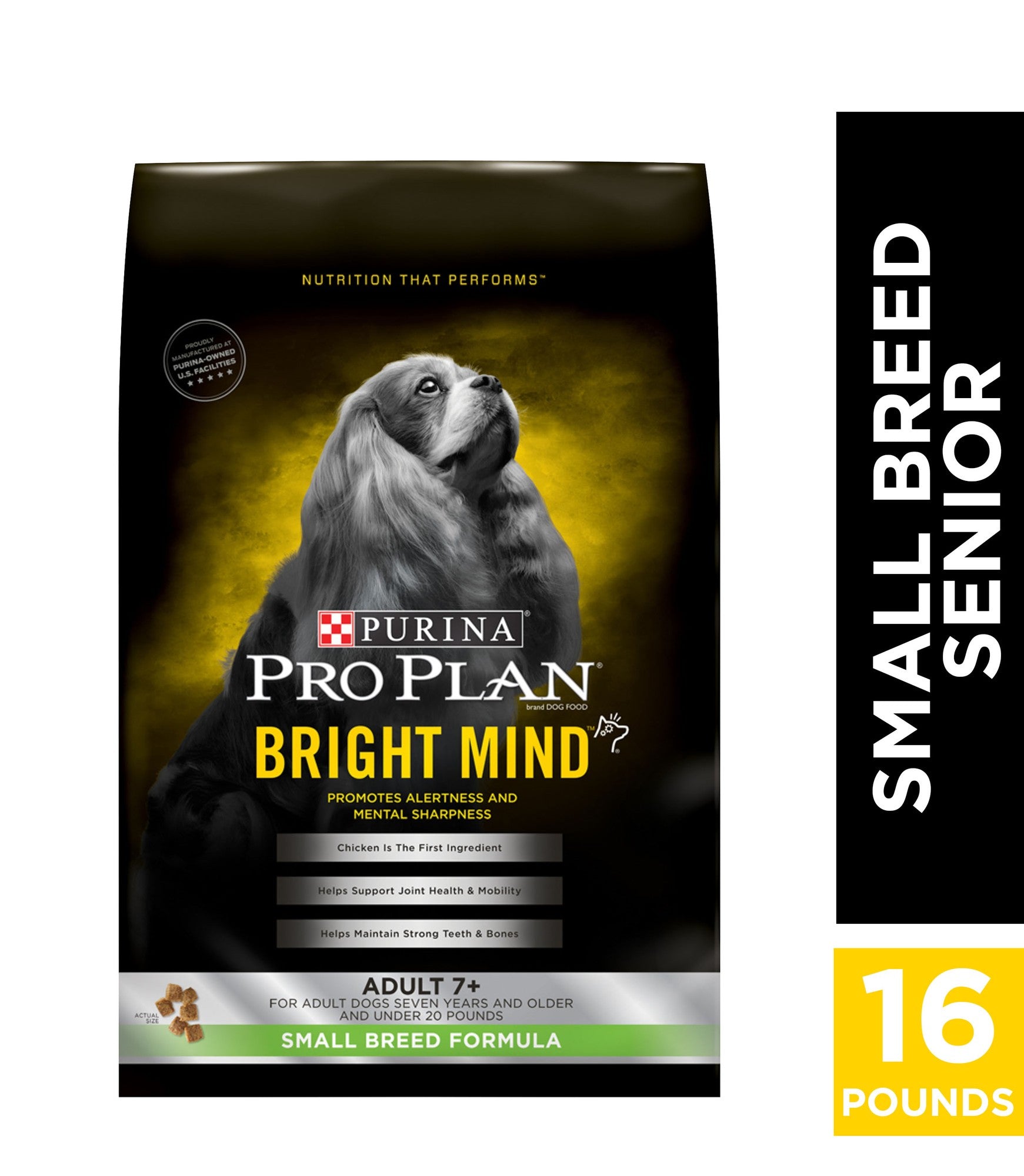 Purina Pro Plan Bright Mind Chicken and Rice 7+ Senior Adult Small-Breed Dry Dog Food - 16 Lbs