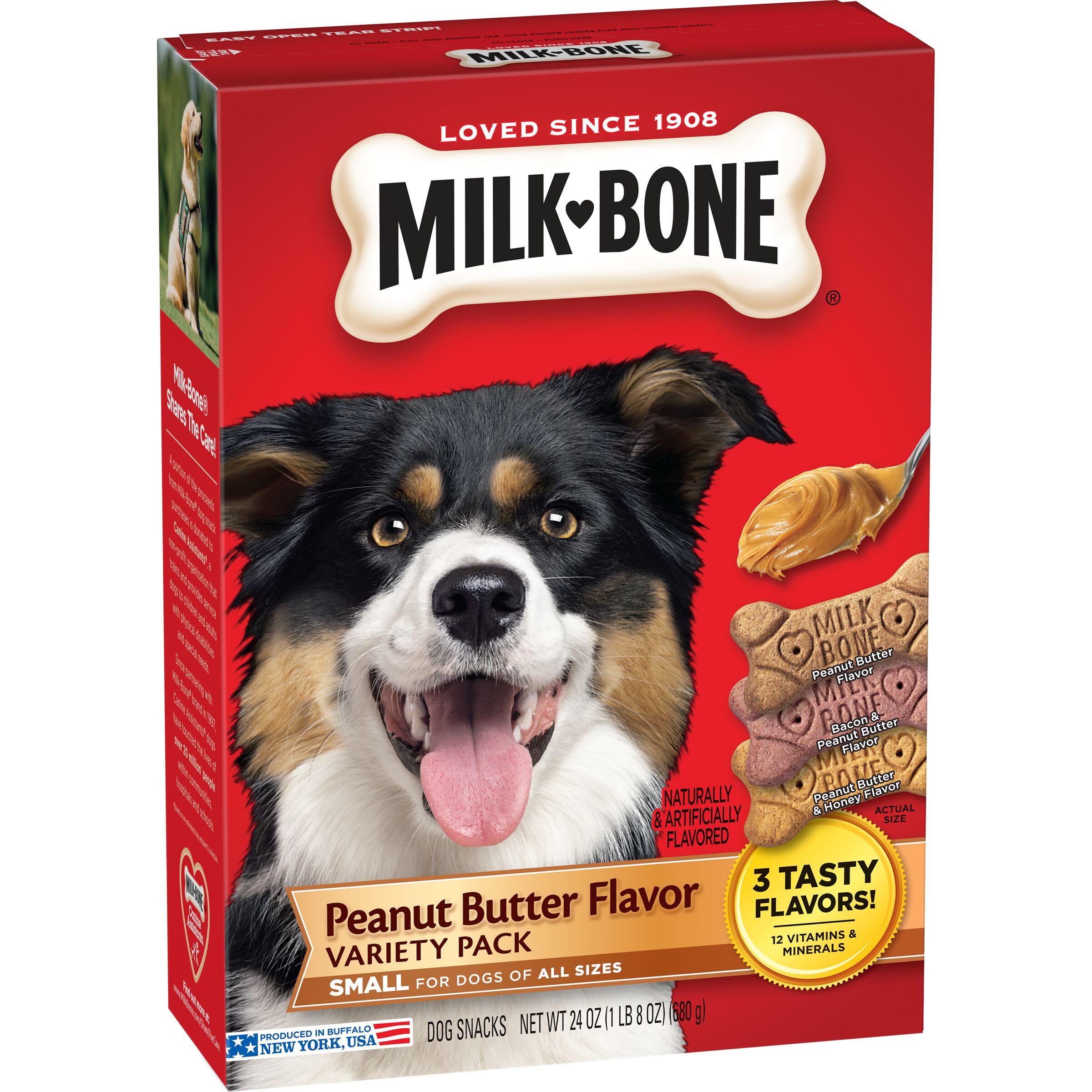 Milk-Bone Peanut Butter Flavored Dog Biscuit Treats - Variety Pack - Small/Medium - 24 Oz - 6 Pack