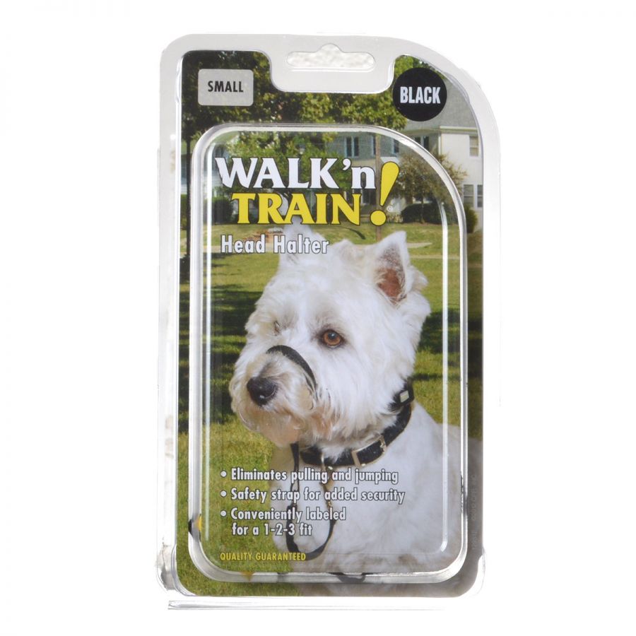 Coastal Walk N' Train Head Holt Head Halter Dog Leash and Harness - Black Small - 4-6 Inch Snout