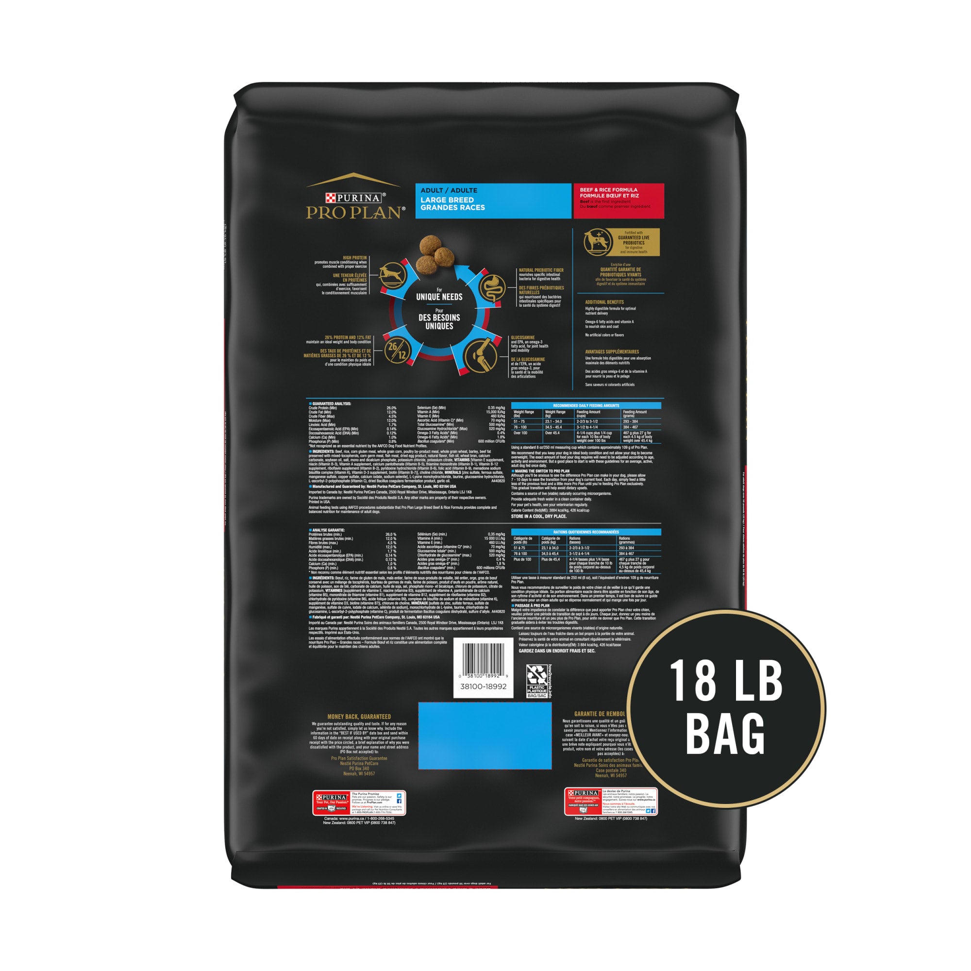 Purina Pro Plan Specialized High-Protein Beef and Rice with Probiotics Large-Breed Adult Dry Dog Food