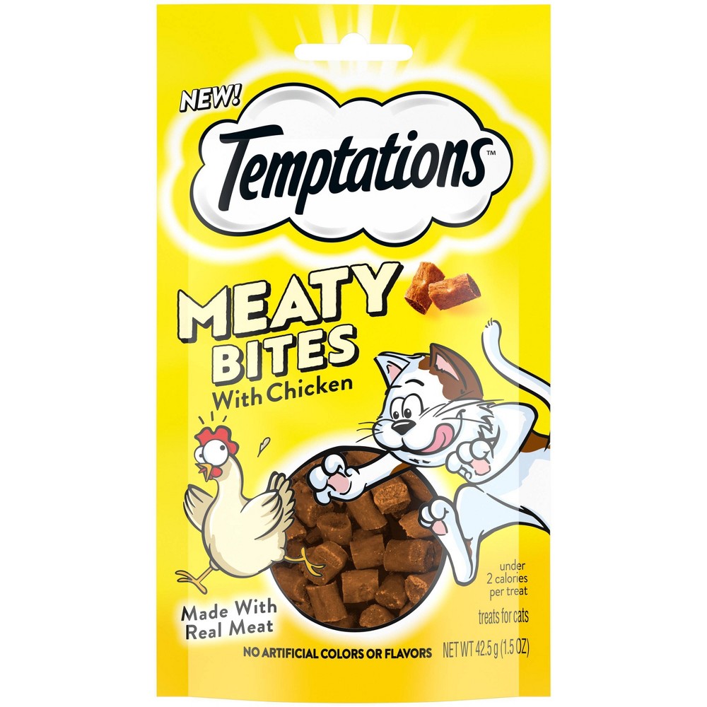Whiskas Temptations Meaty Bites Chicken Flavored Soft and Chewy Cat Treats - 1.5 Oz - Case of 7