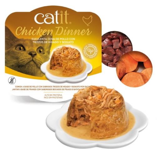 Catit Chicken Dinner with Liver and Sweet Potato Grain-Free All Life Stages Wet Cat Food Trays - 2.8 Oz - Case of 6 Default Title