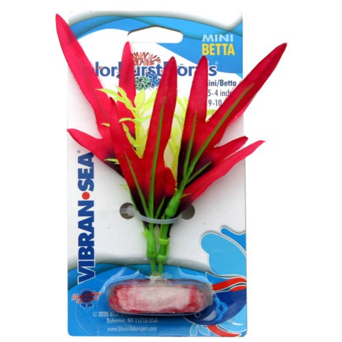Blue Ribbon Exotic Environments Color Burst Finger Leaf Aquarium Décor - Red - Mini Default Title