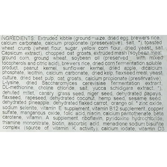 Hagen Hari TropiMix Eggs Seeds Fruits and Vegetables Bird Food for Budgies Canaries Finches and Parrots - 8 Lbs