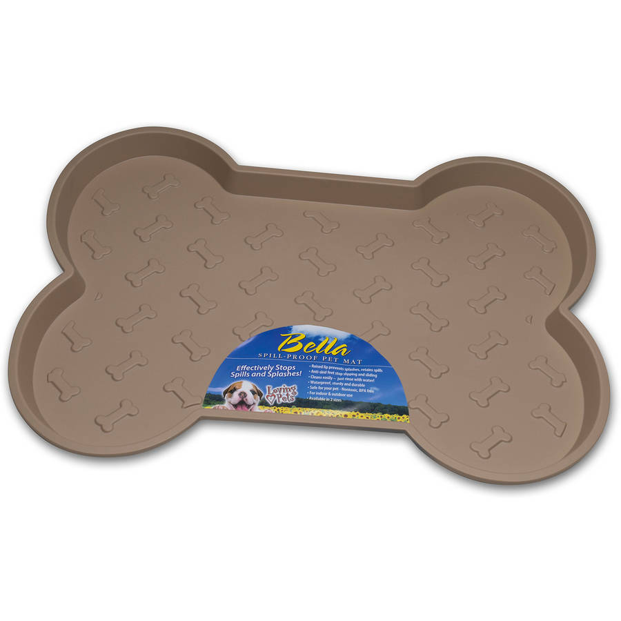 Loving Pets Bella Spill-Proof Rubber Cat and Dog Feeding Mat for Underneath Feeders Tan Small