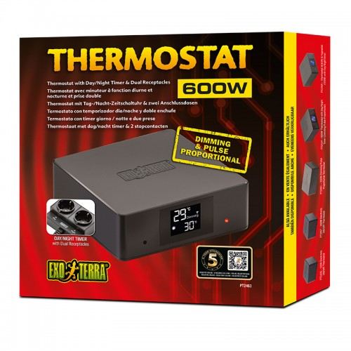 Exo Terra Thermostat Dimming and Pulse Proportional Thermostat Reptile Terrarium Controller 600 Watt