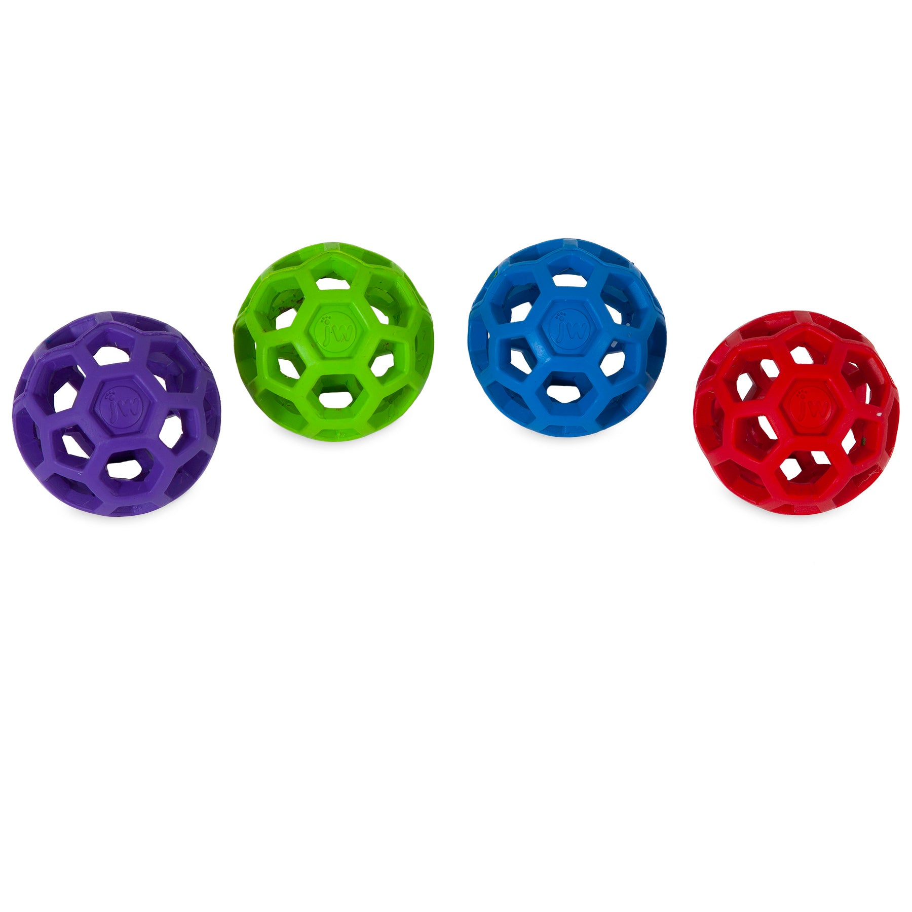 JW Pet HOL-EE Roller Puzzle Ball Chew and Fetch Rubber Dog Toy - Assorted Color Mini - 2 Inch
