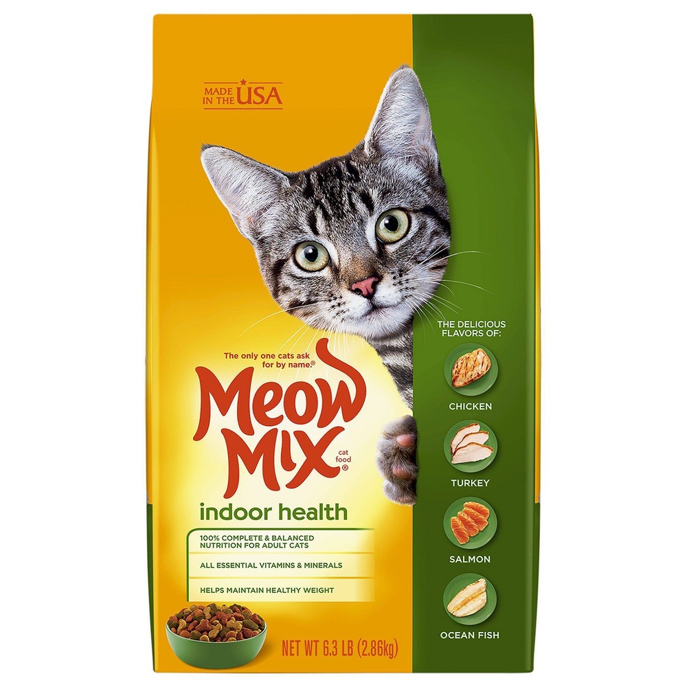 Meow-Mix Indoor Health Chicken Turkey Salmon and Oceanfish Blend Adult Dry Cat Food - 6.3 Lbs - Case of 4 Default Title