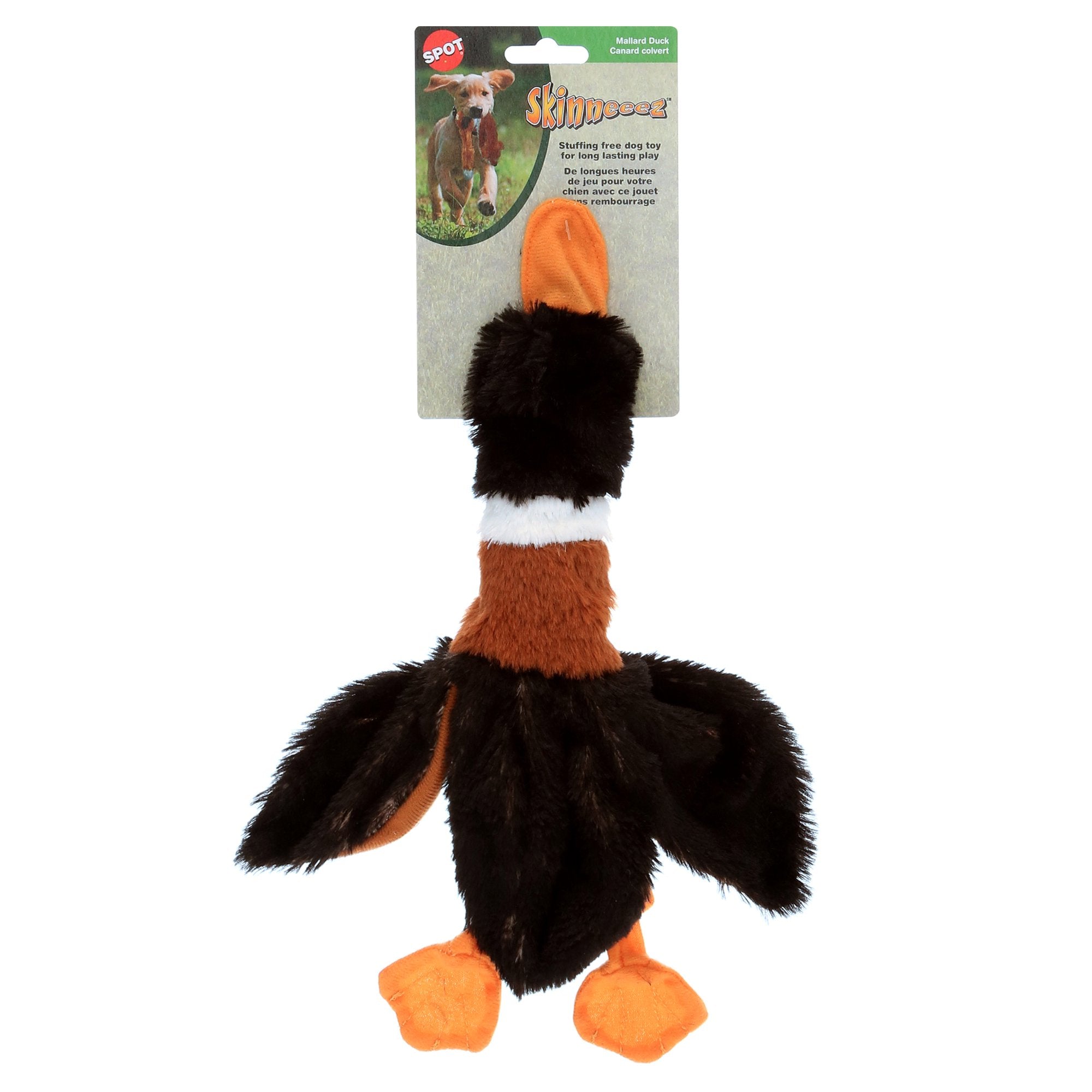 Ethical SPOT Skinneeez Stuffing-Free Mallard Duck Squeak and Soft Dog Toy - Small - 14.5 Inch
