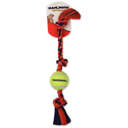 Mammoth Pet Products 3-Knotted Cotton Rope and Tug Dog Toy with Ball - Multi-Color Mini - 11 Inch