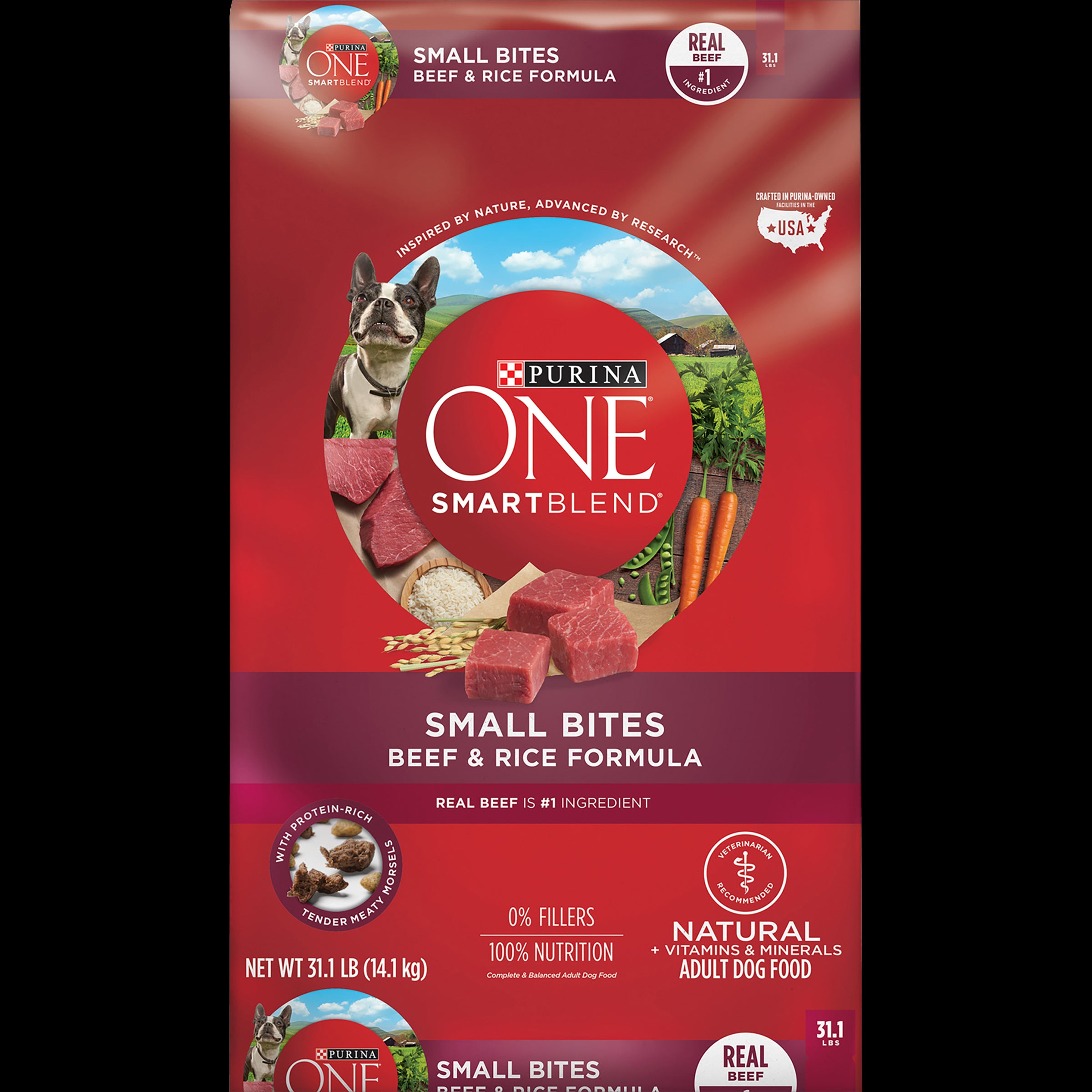 Purina ONE Small Bites High-Protein Beef and Rice Formula with Vitamins Dry Dog Food 31.1 Pounds