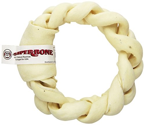 Lennox Super Bone Rawhide Braided Donut Natural Dog Chews 7-8 Inch