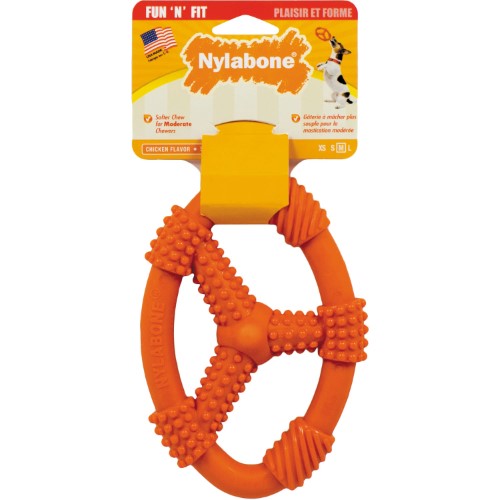 Nylabone Fun N' Fit Flex Oval Ring Moderate-Chew Chicken-Flavored Nylon Chew Dog Toy - Medium/Wolf