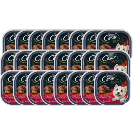Cesar Loaf and Topper in Sauce Beef and Bacon in Gravy Small-Breed Wet Dog Food Trays - 3.5 Oz - Case of 24 Default Title