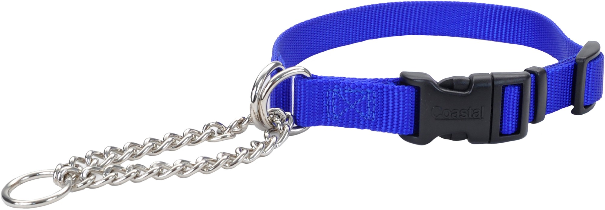 Coastal Adjustable Check Training Dog Collar with Buckle Blue Medium - L:14-18 X W:5/8 Inch