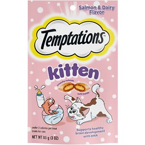 Whiskas Temptations Salmon and Dairy Flavored Kitten Soft and Crunchy Cat Treats - 3 Oz - Case of 12