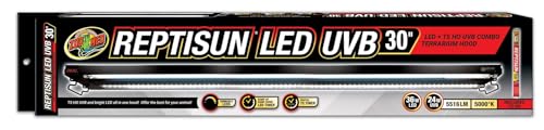 Zoo Med Laboratories ReptiSun T5 and UVB LED Combo Digital Timer Terrarium Light and Hood Fixture 30 Inch