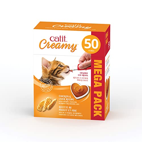 Catit Creamy Grain-Free Chicken and Liver Lickable Cat Treats - Mega Pack - 50 Count Default Title