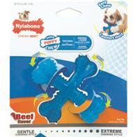 Nylabone Comfort Hold X-Bone Power-Chew Beef Flavored Teething Puppy Chew Dog Toy - Small