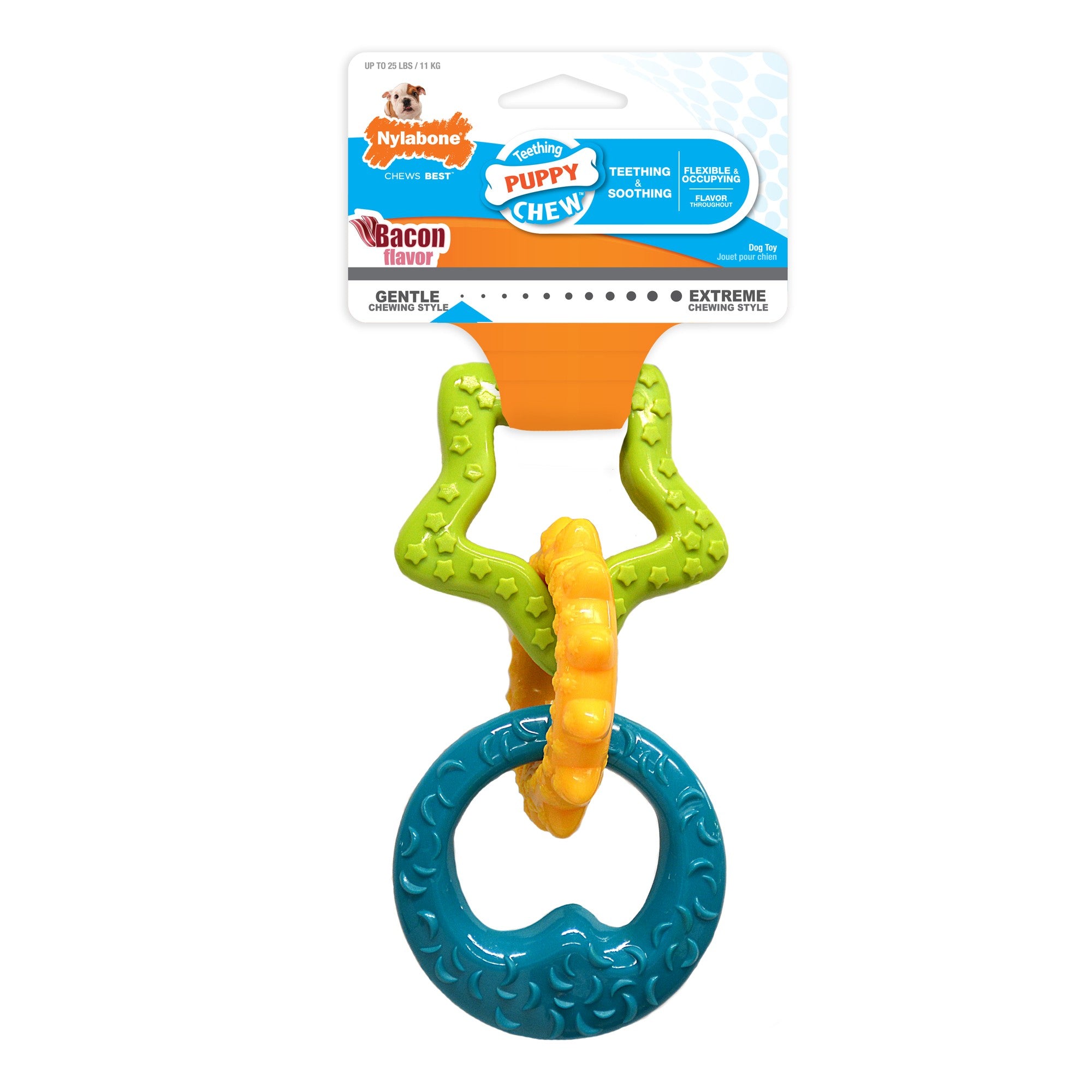 Nylabone Puppy Teething Rings Power-Chew Bacon Flavored Nylon Chew Dog Toy - Small/Regular