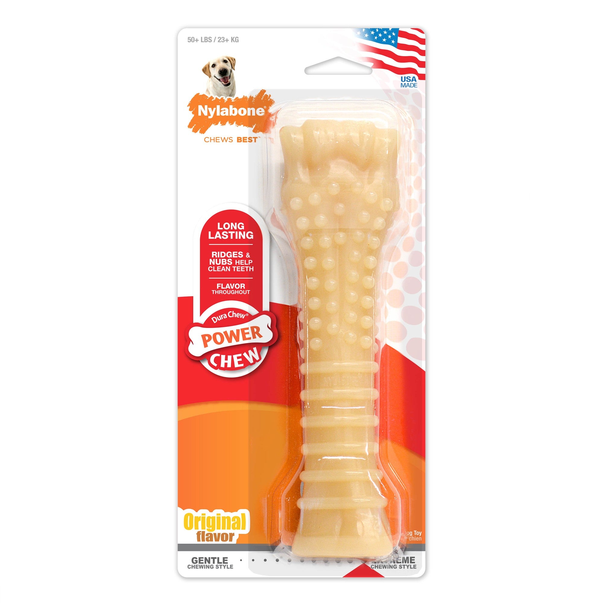 Nylabone Textured Knuckle-Bone Durable Power-Chew Original Flavor Nylon Chew Dog Toy - Large