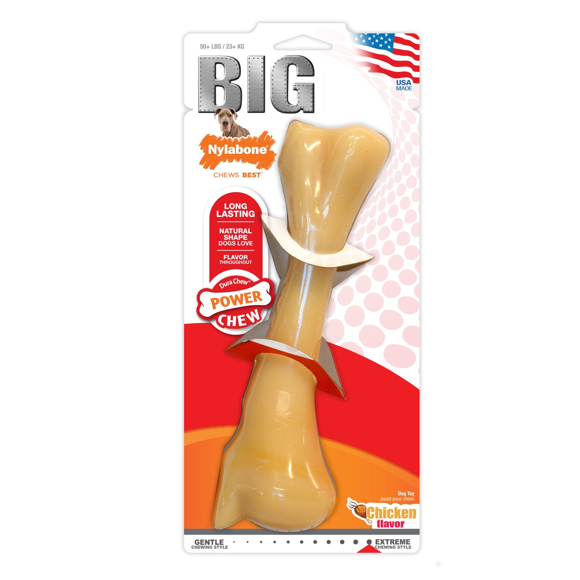 Nylabone Monster Bone Durable Power-Chew Chicken Flavored Nylon Chew Dog Toy - XXL/Monster