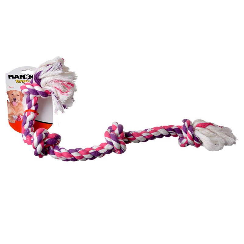 Mammoth Pet Products 4-Knotted Cotton Rope and Tug Dog Toy - Multi-Color Large - 27 Inch