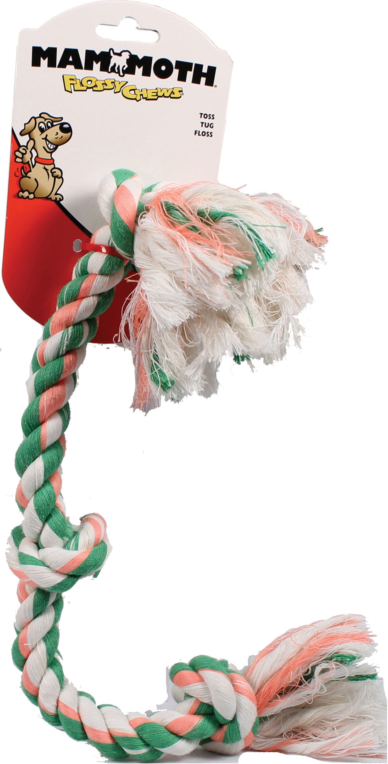Mammoth Pet Products 3-Knotted Cotton Rope and Tug Dog Toy - Multi-Color Medium - 20 Inch