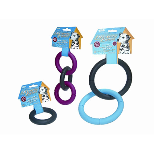 JW Pet Invincible Chains Double Link Tug Chew and Fetch Rubber Dog Toy Large