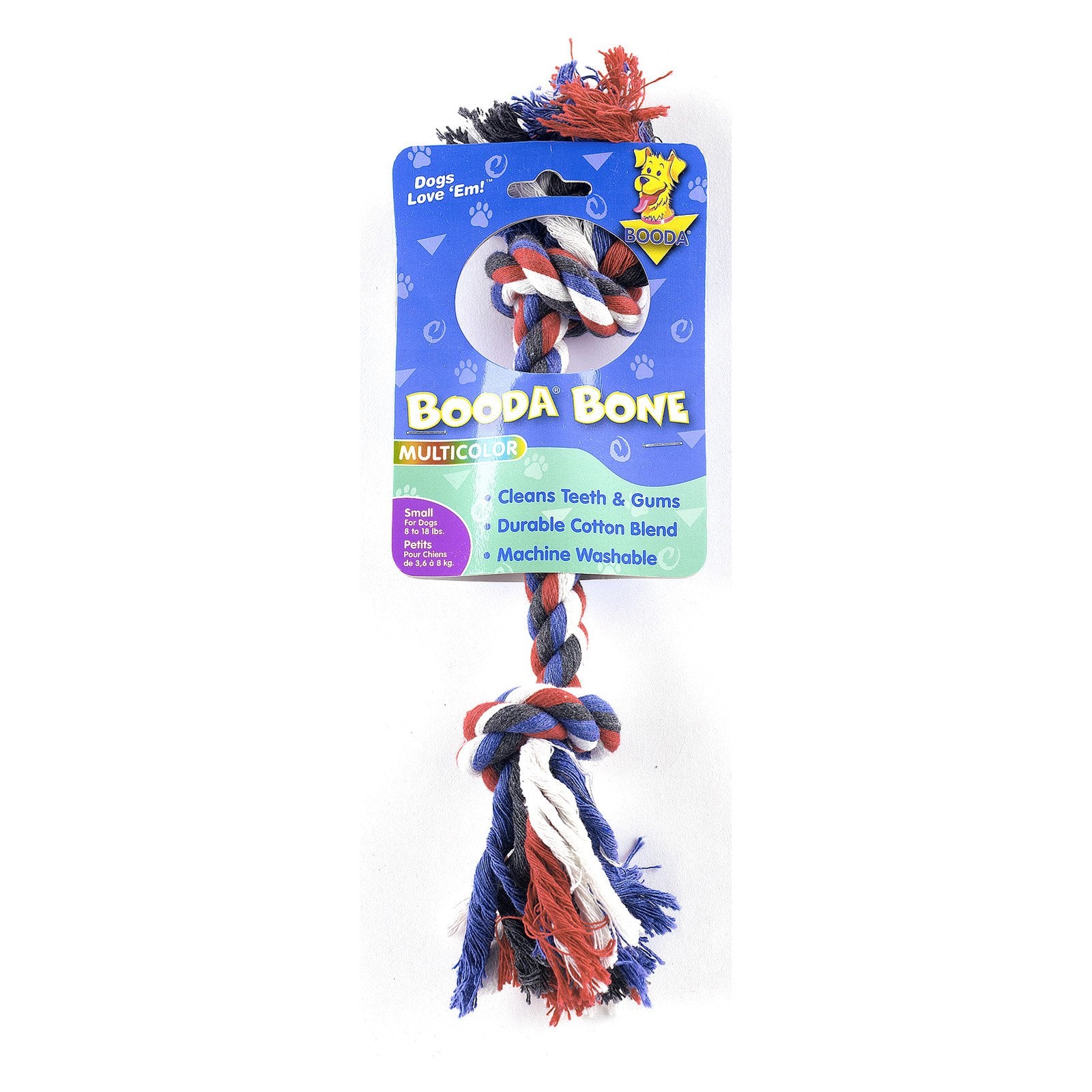 Petmate Aspen Booda Dual-Knotted Bone Rope Dog Toy - Multi-Colored Small