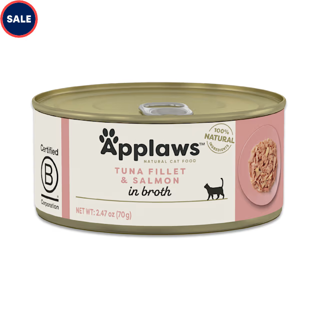 Applaws Natural Limited Ingredient Tuna Fillet and Salmon in Broth Canned Cat Food - Case of 24 2.47 Ounce