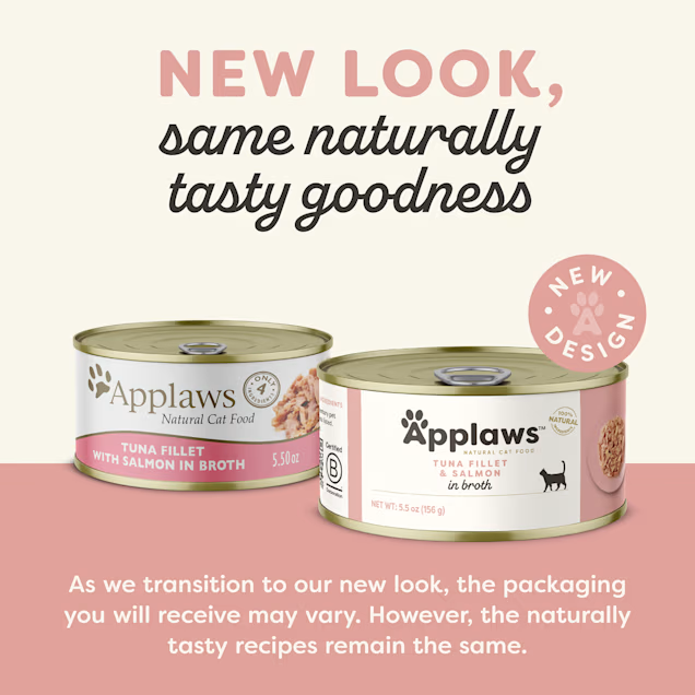 Applaws Natural Limited Ingredient Tuna Fillet and Salmon in Broth Canned Cat Food - Case of 24