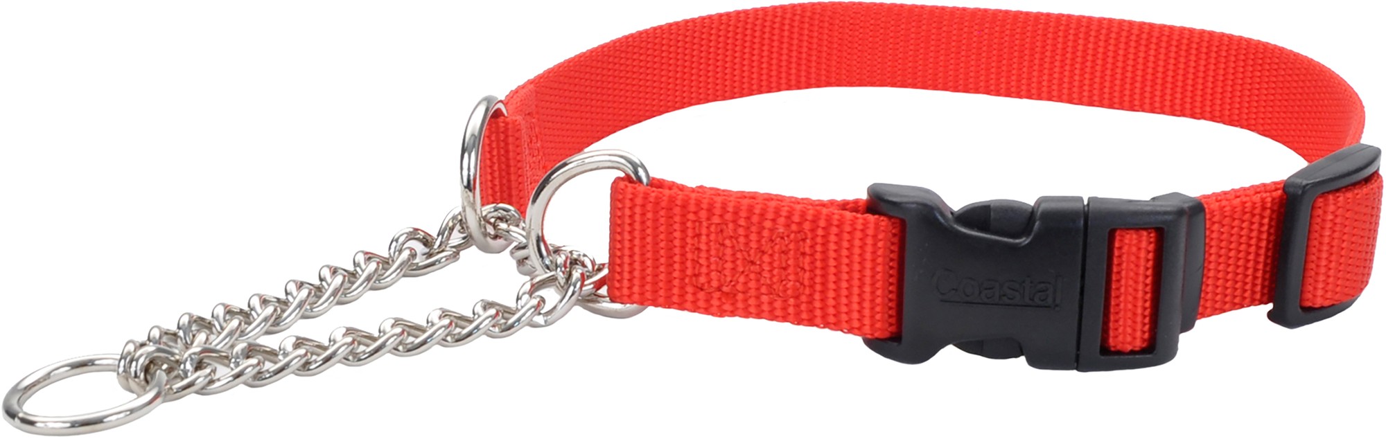 Coastal Adjustable Check Training Dog Collar with Buckle Red Medium - L:14-18 X W:5/8 Inch
