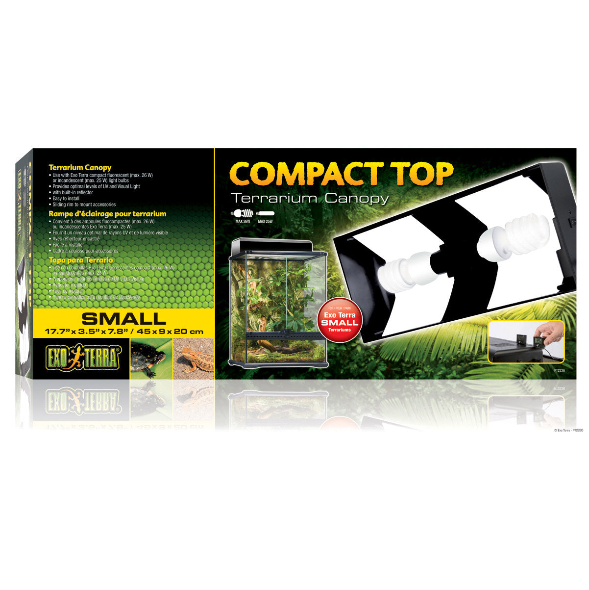 Exo Terra Compact Top Terrarium Plastic Canopy Incandescent Light Fixture Small - 18 Inch