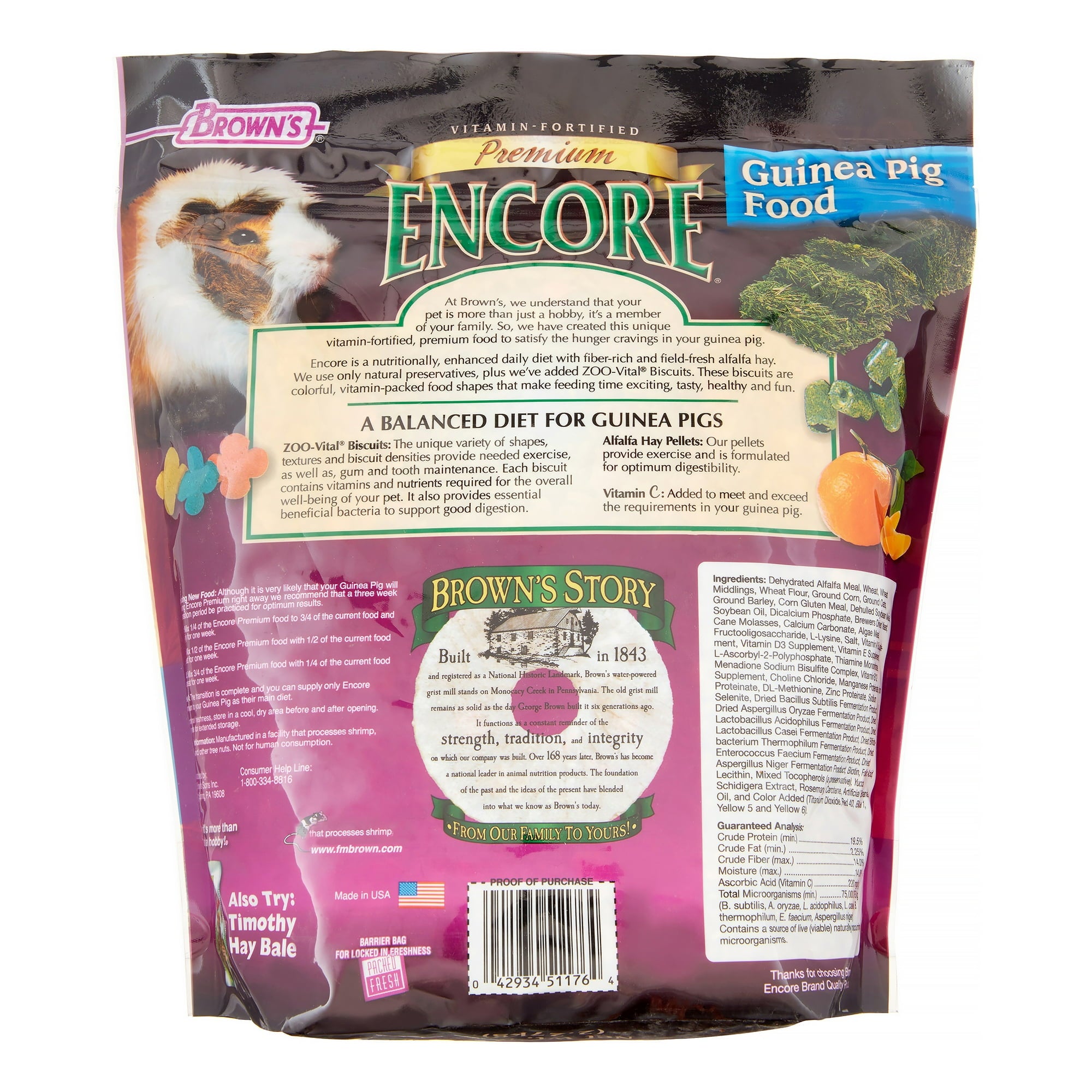 F.M. Brown's Encore Premium Guinea Pig Small Animal Food - 5 Lbs