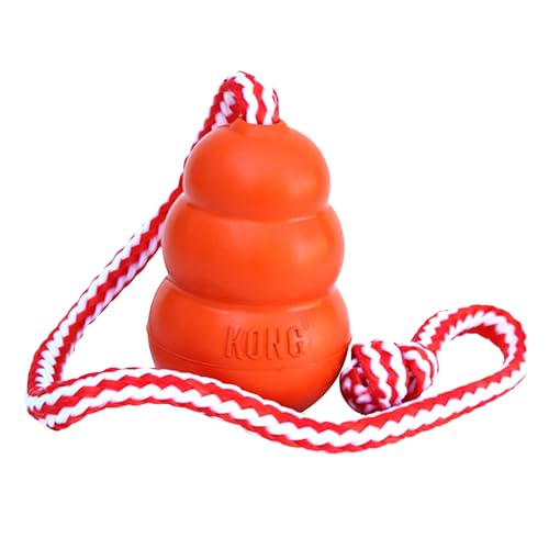 Kong Aqua Floating Rubber and Rope with Inner Foam Tug and Water Fetch Dog Toy - Orange - Medium