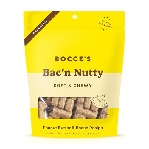 Bocce's Bakery Bac N' Nutty Bites Peanut Butter and Bacon Training Soft and Chewy Dog Treats - 12 Oz