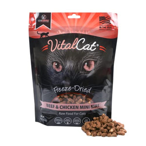 Vital Essential's Grain-Free Beef and Chicken Mini Nibs Freeze-Dried Cat Food - 8 Oz