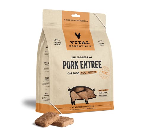 Vital Essential's Grain-Free Pork Entrée Mini Patties Freeze-Dried Cat Food - 8 Oz  