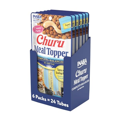 Inaba Churu Complete and Balanced Scallops Cat Food Meal Topper Pouch - .5 Oz - 4 Pack - Case of 6 Default Title