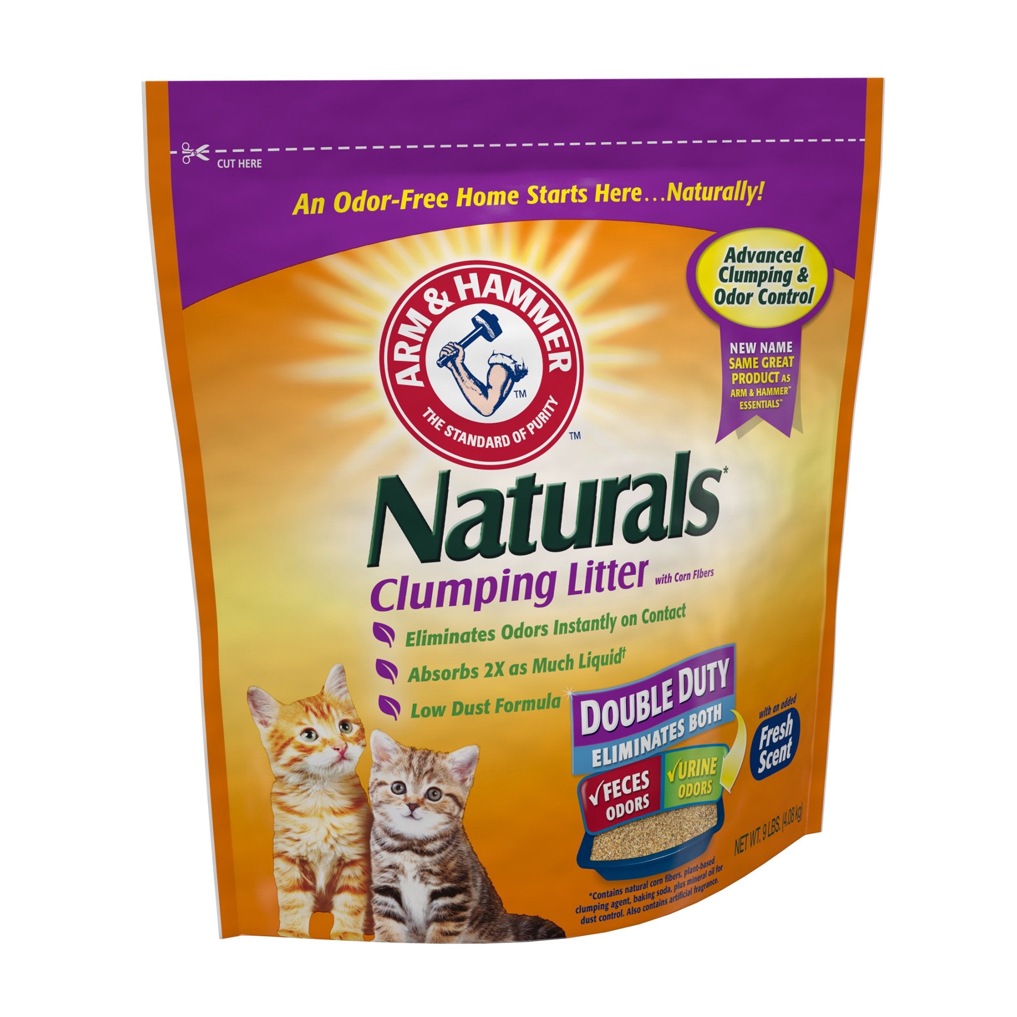 Arm & Hammer Naturals Double Duty Clumping Clay Cat Litter with Corn Fibers - 9 Lbs - 2 Pack Default Title