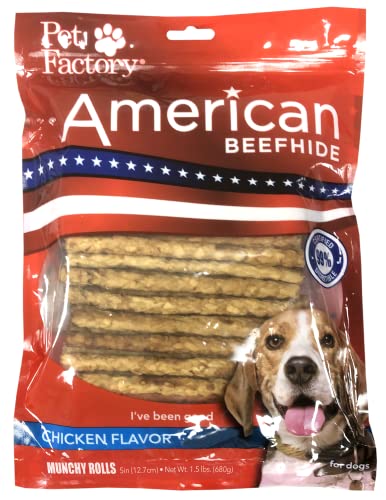 Pet Factory American Beefhide Mini Munch Rolls Chicken Flavored Natural Dog Chews - 5 Inch - 100 Pack - 1.5 Lbs Default Title