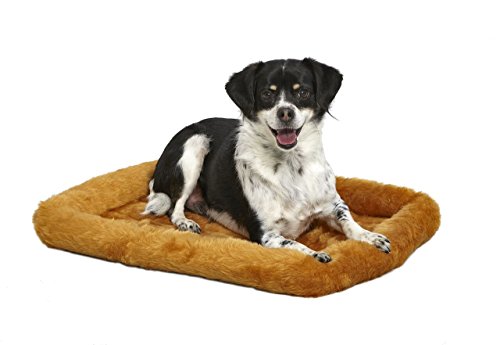 Midwest Homes Quite Time Fleece Machine Washable Rectangular Bolster Pet Bed or Crate Mat Cinnamon XS - L:22 X W:13 In