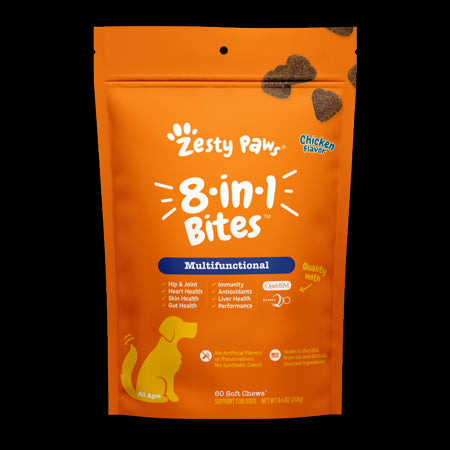Zesty Paws 8-In-1 Multivitamin Bites Chicken Flavored Supplemental Soft and Chewy Dog Treats - 60 Count