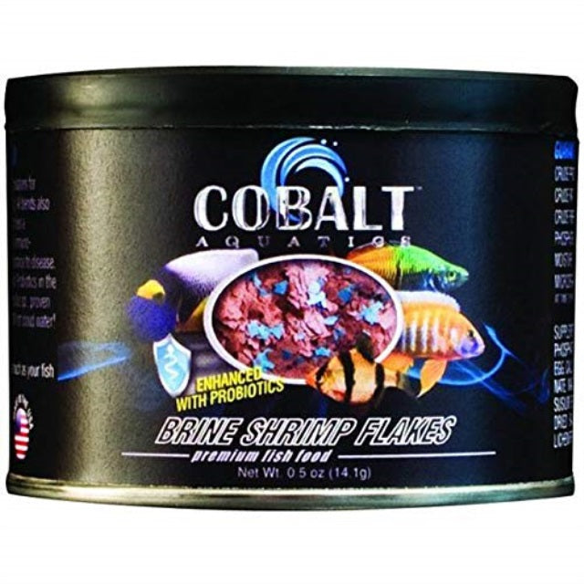 Cobalt Aquatics Brine Shrimp Premium Freeze-Dried Flakes Tropical and Marine Fish Food .5 Ounce