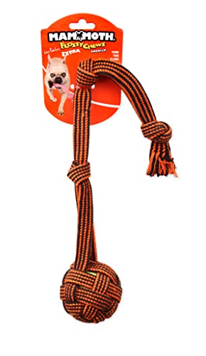 Mammoth Pet Products Extra Floss Webbing Ball and Rope Tug Dog Toy Medium - 3.25 Inch