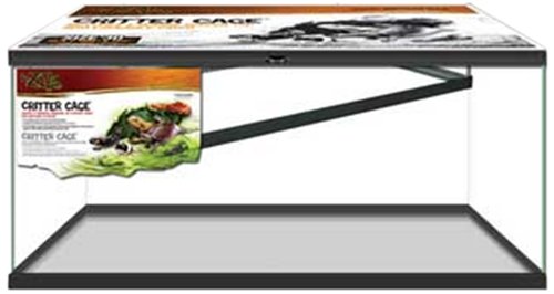 Zilla Critter Cage Breeder Glass Terrarium with Enclosures - Black 40 Gallon - L:36 X W:18 X H:16 In