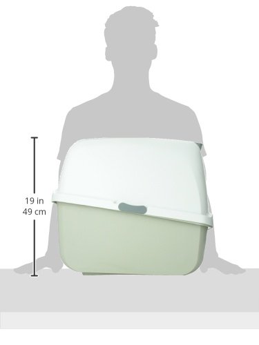 Catit Airsift Large Hooded Cat Litter Pan with Airsift Filter Pad - Gray and White - L:22.3 X W:18.3 X H:15.3 In