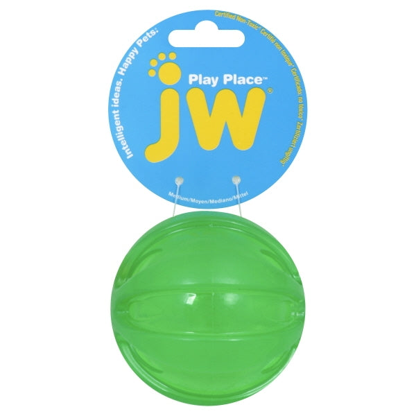 JW Pet Playspace Squeaky Ball Translucent Squeak and Fetch Durable Rubber Dog Toy - Assorted Color Medium